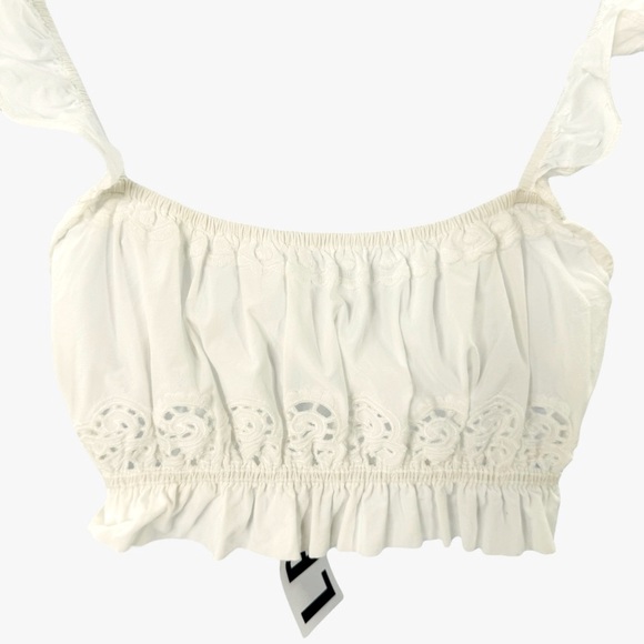 REVOLVE LPA Ivory Eyelet Ruffle Embroidered Crop Top Size XXS - Picture 4 of 5